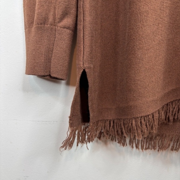 J Jill Fringe Tunic Sweater LP Chocolate Brown Boho Equestrian Western Old Money - Picture 5 of 12